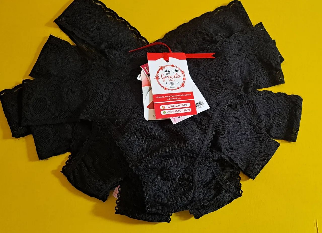 Promoção  Kit com 5 Calcinhas em renda preta - Foto 4