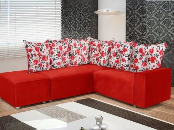 Conjunto de sofá de canto 2 x 3 lugares com Puff REF 5040 - Receba Hoje - Maio154 - Foto 3