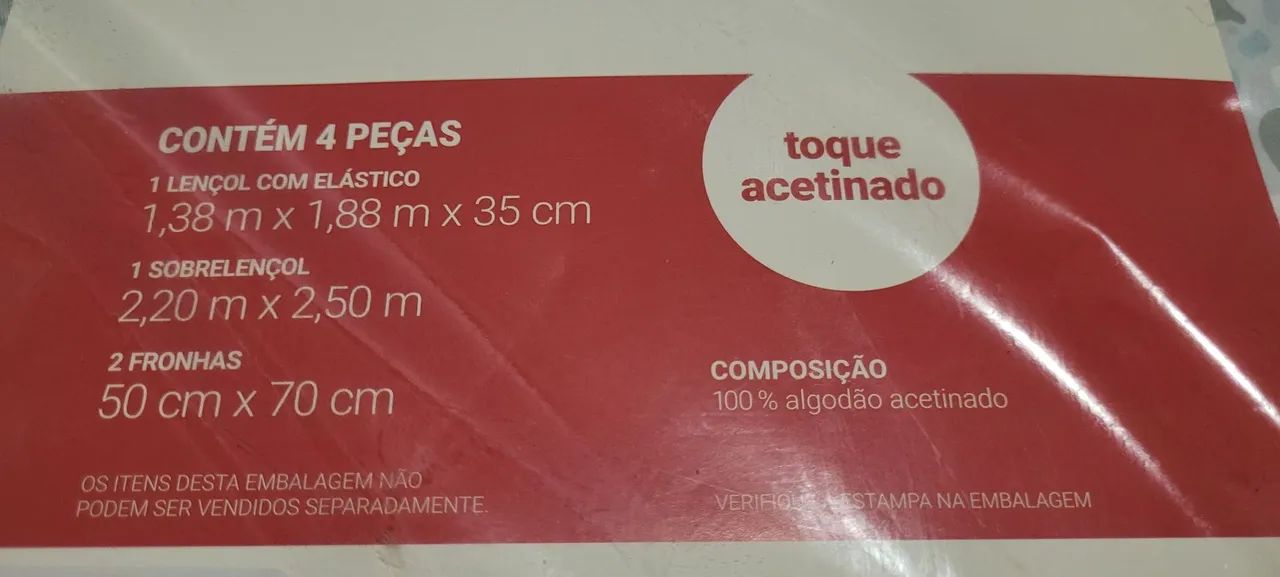 NOVO jogo cama casal 100% algodão 200 fios 4 peças - Foto 2