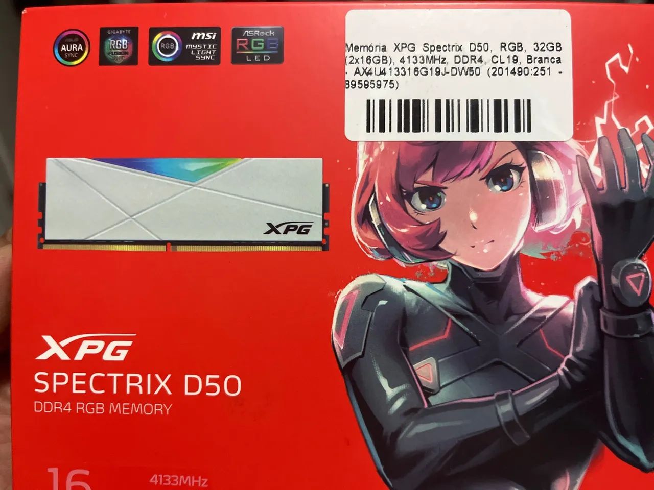 Memória RAM XPG Spectrix D50 32GB DDR4 RGB 4133MHz