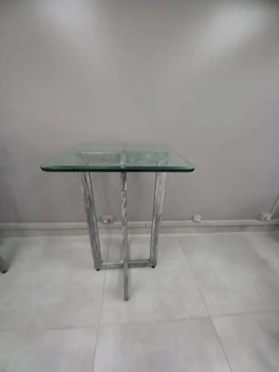Bistrô Bar 1,15mx70cm Aço Escovado e Vidro 20mm