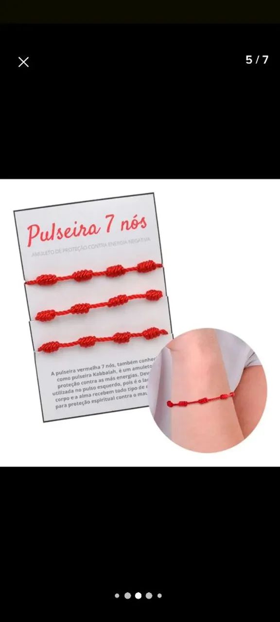 Pulseira 7 nós vermelha Kabbalah  - Foto 5