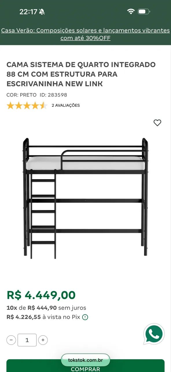 Sistema de quarto integrado com escrivaninha Tok Stok  - Foto 4