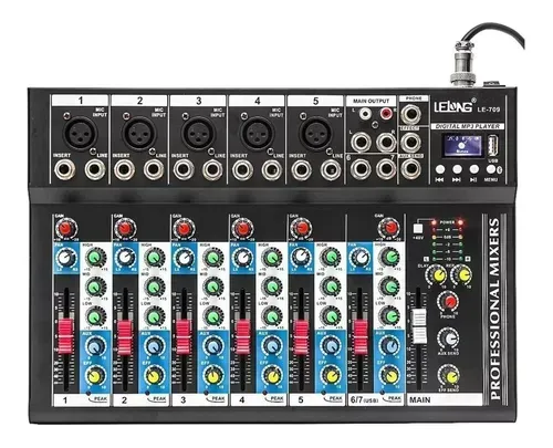 MESA DE SOM Console Lelong LE-709 de mistura 127/220V NA CAIXA
