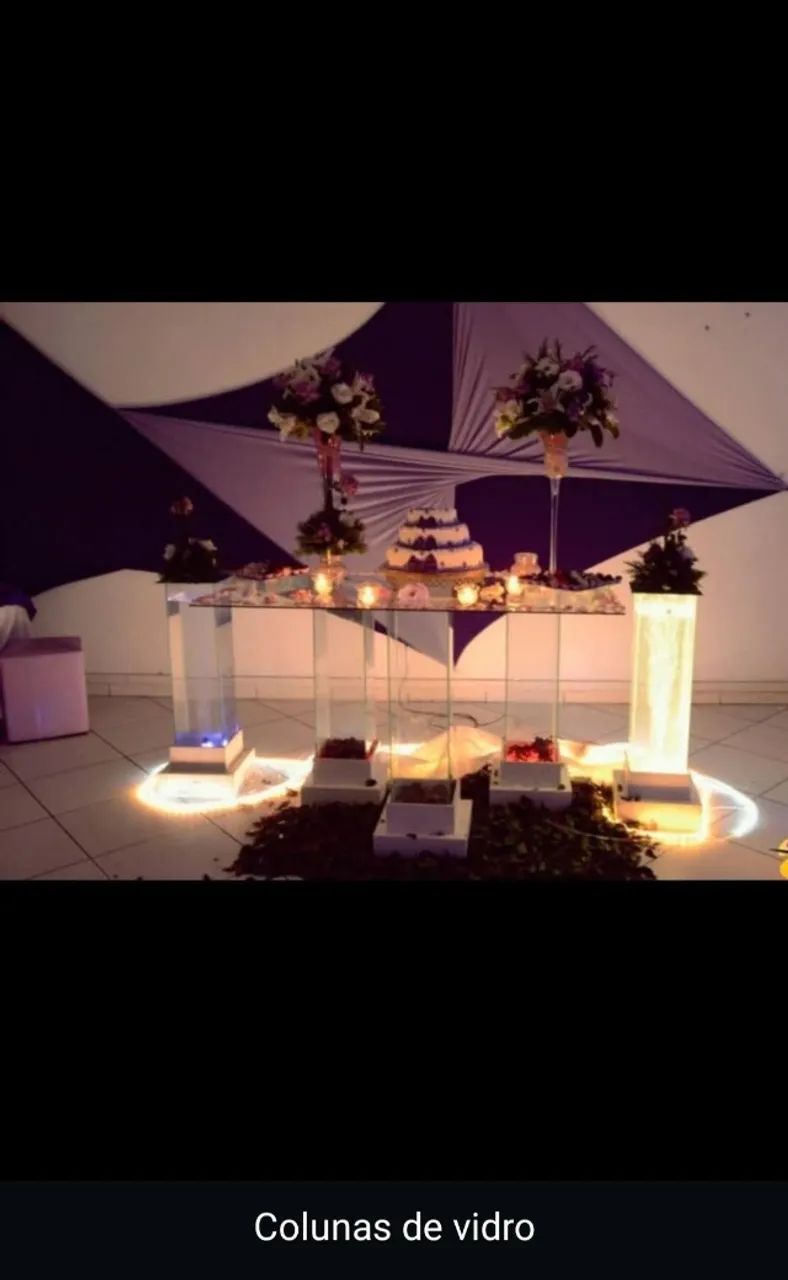 Mesa de vidro para decorações em festas - Foto 2