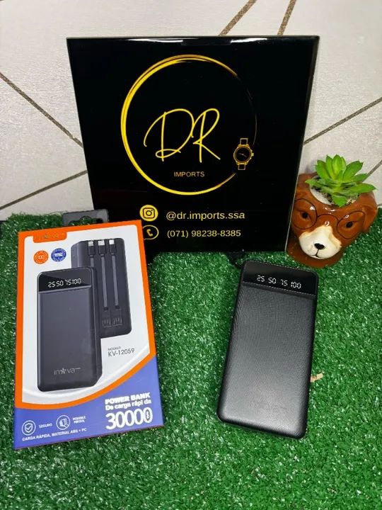 PowerBank Bateria 30.000Mah Inova Carga Rápida já com cabos ( Preto ou Branco) NOVO