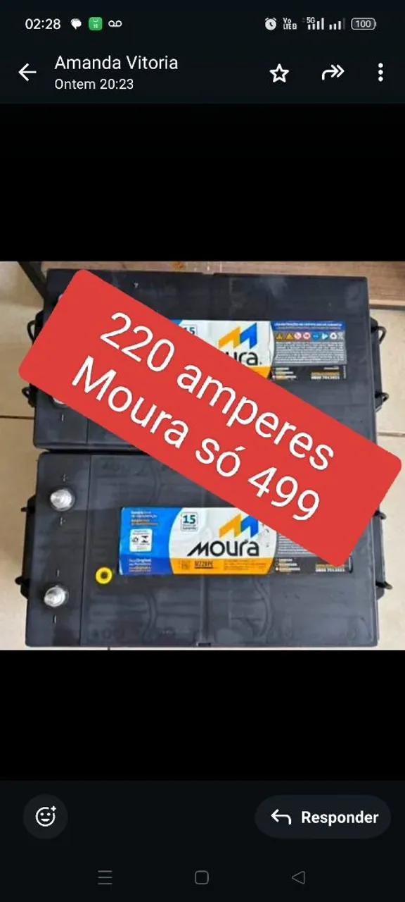 Bateria 220 amperes semi-nova praticamente sem luz em estado de zera só 499 base d troca
