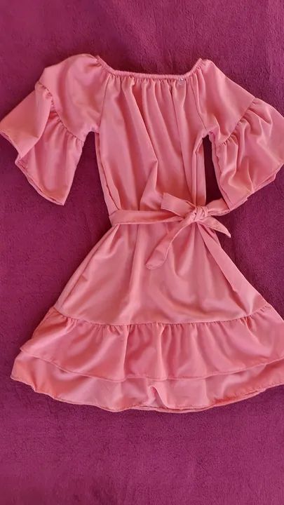 Vestido Rosa Off Shoulder com Babados
