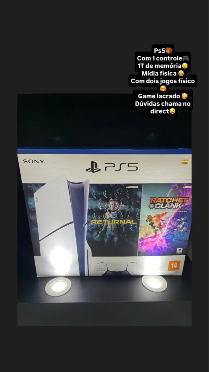 PS5 com 1TB, mídia física e 2 jogos!