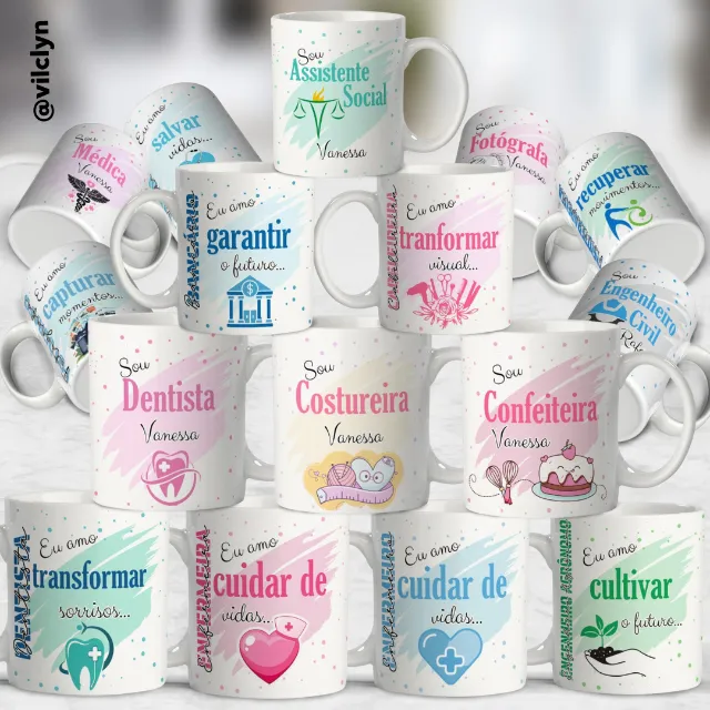 Caneca - Profissões- FEMININO E MASCULINO