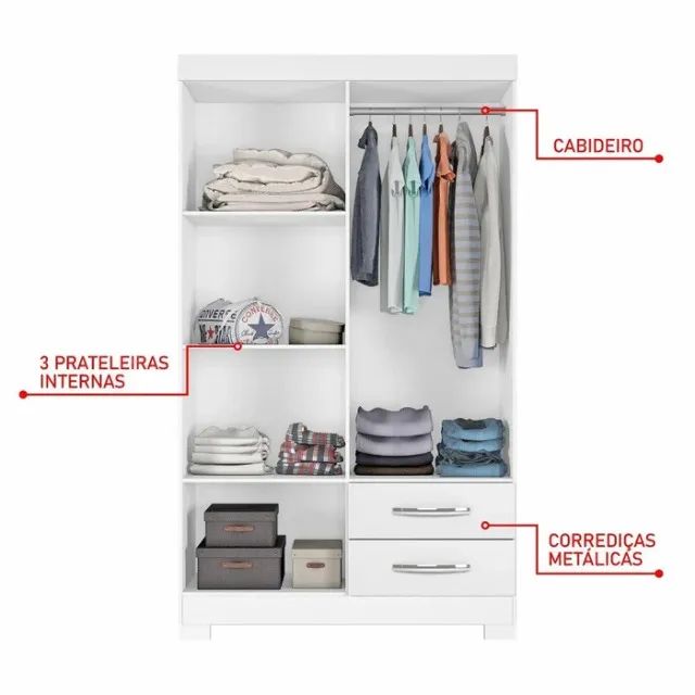 GUARDA ROUPA SOLTEIRO NOVO MONTAGEM GRATUITA  - Foto 3