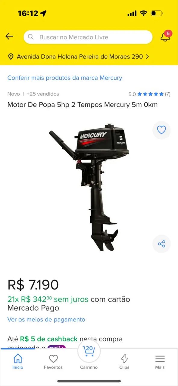 Motor 5hp mecruiser bote de apoio rígido  - Foto 8