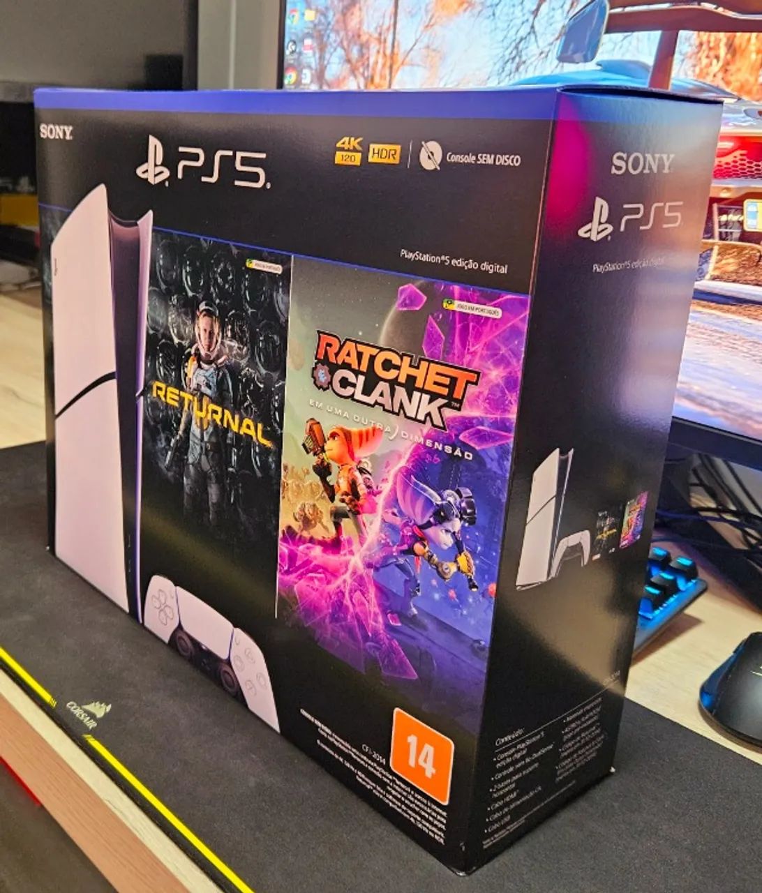 PS5 Playstation 5 Slim 1TB Digital C/2 Jogos Lacrado Nota Fiscal Nacional Garantia-TROCAS - Foto 3