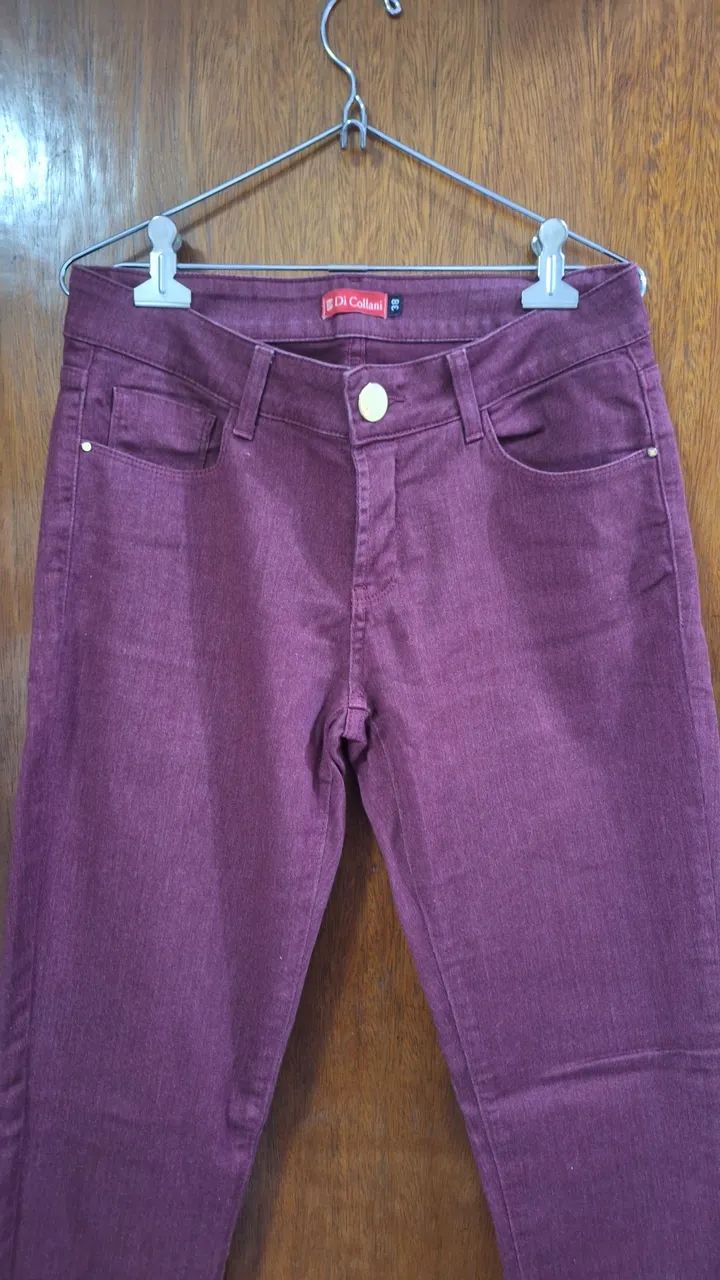 Calça Jeans Feminina Vinho - Foto 2