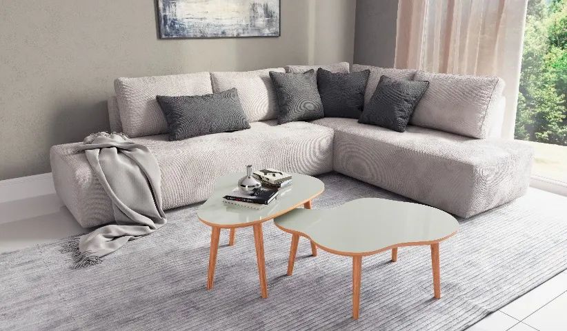 Conjunto de Duas Mesas de Centro Orgânica 100% MDF.