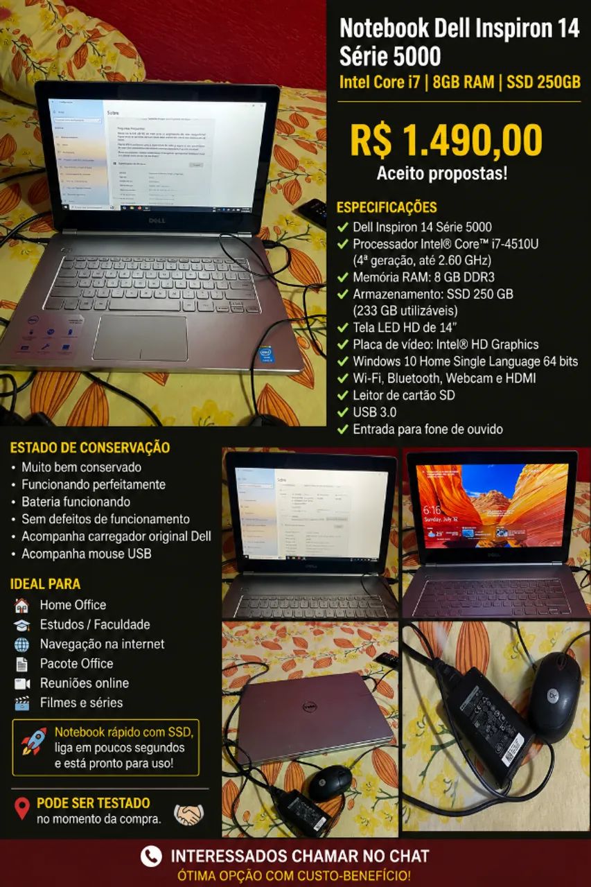 VENDO NOTEBOOK DELL OU TROCO POR MACBOOK AIR