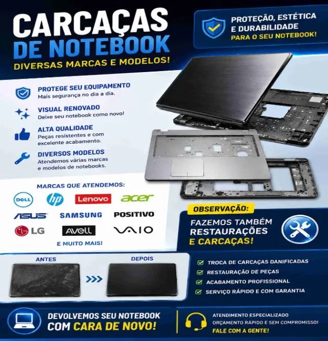 Carcaças de notebooks diversas marcas e modelos !