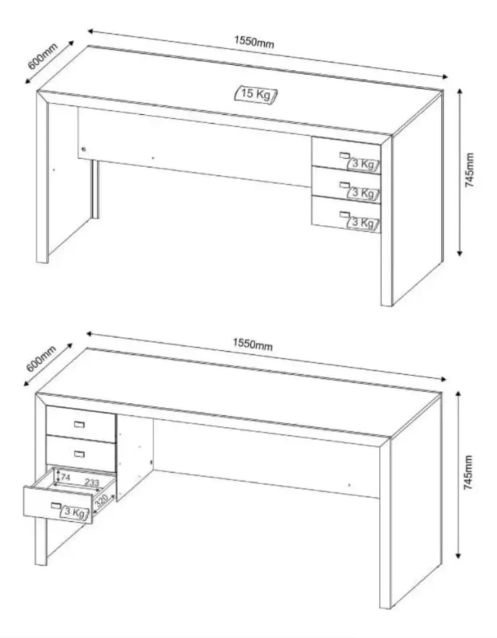 Mesa de estudos com 3 gavetas - Foto 5