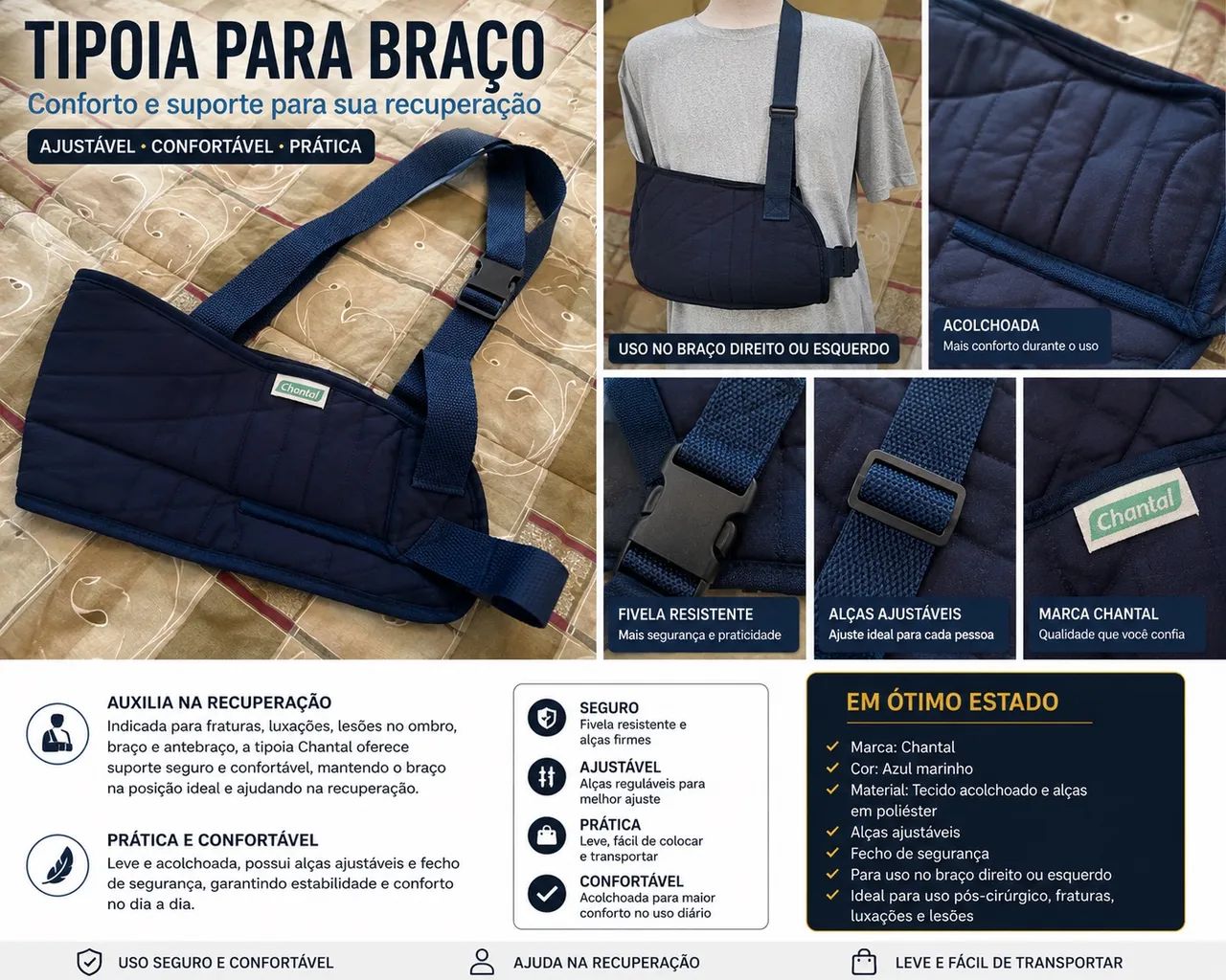 Tipoia Braço Chantal Azul
