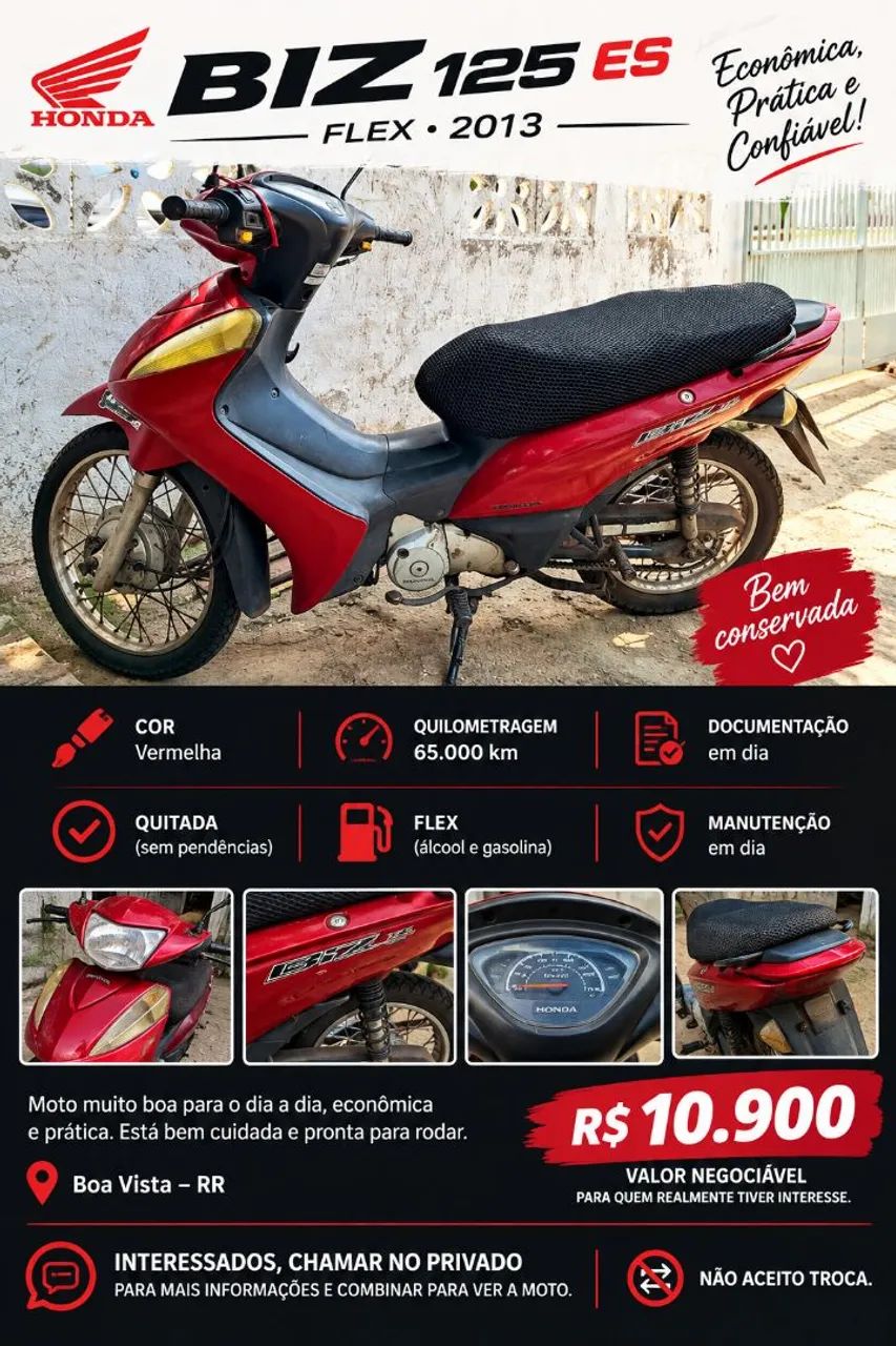 Honda Biz 125 ES Flex 2013 Bem Conservada<br>