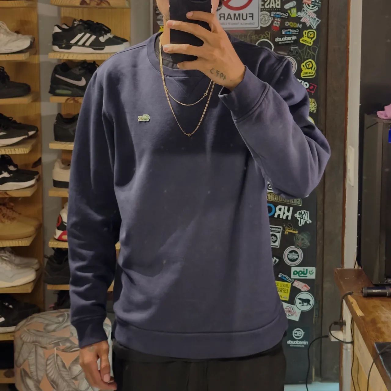 moletom de gola careca da Lacoste