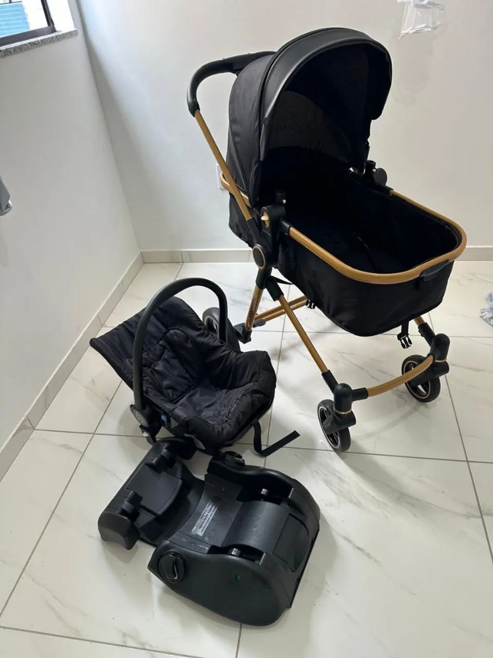 CARRINHO DE BEBÊ MOISÉS, COM BEBÊ CONFORTO E BASE, GALZERANO IVY GOLD