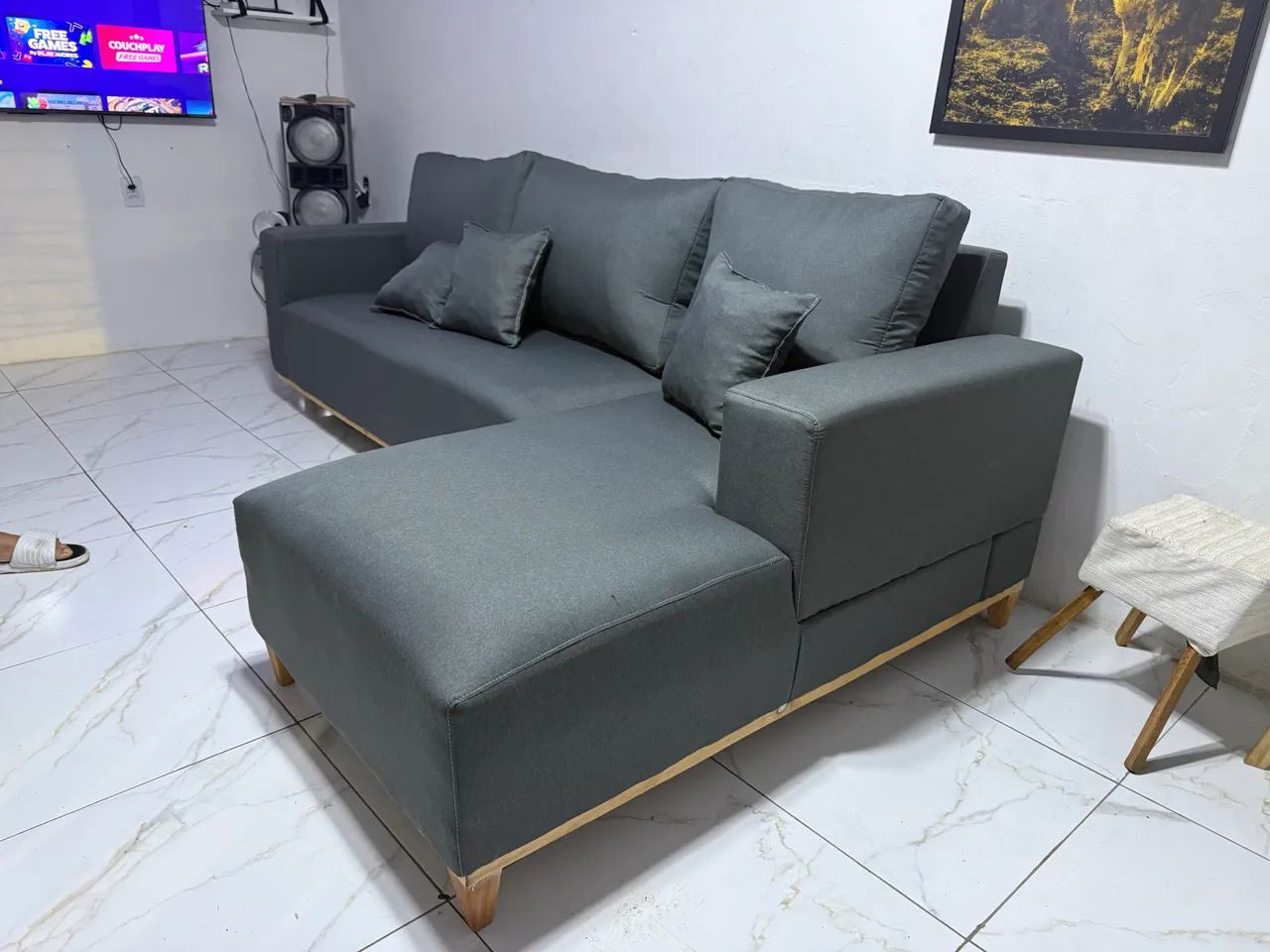 Sofá com chaisse modulado 