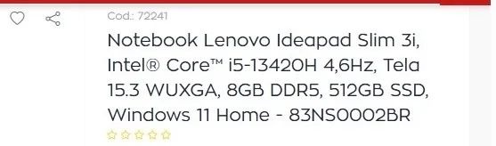 NOTEBOOK LENOVO ideapad Slim 3