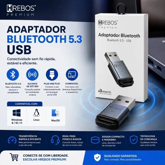 Adaptador Bluetooth 5.3 - Hrebos 