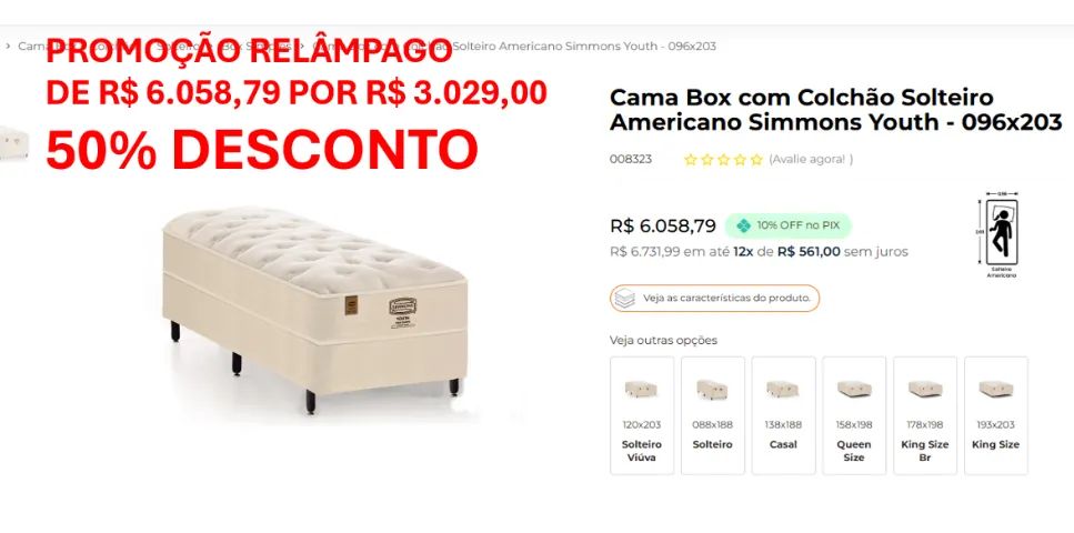 CAMA BOX E COLCHÃO