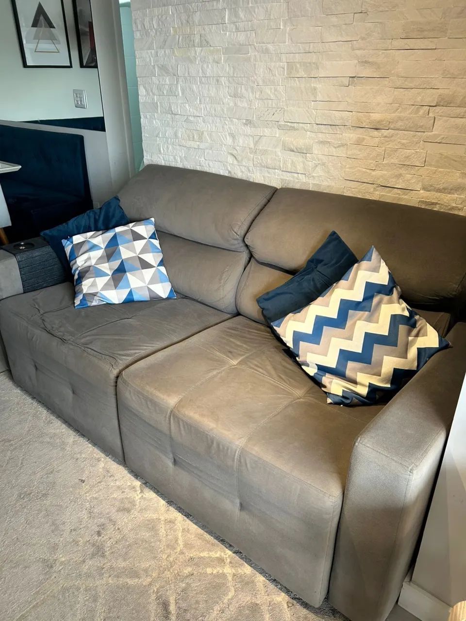 Sofá Retratil 4 lugares cinza