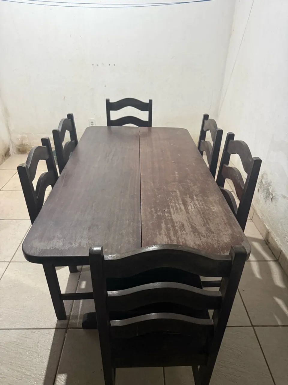 Mesa rústica madeira de lei 6 cadeiras
