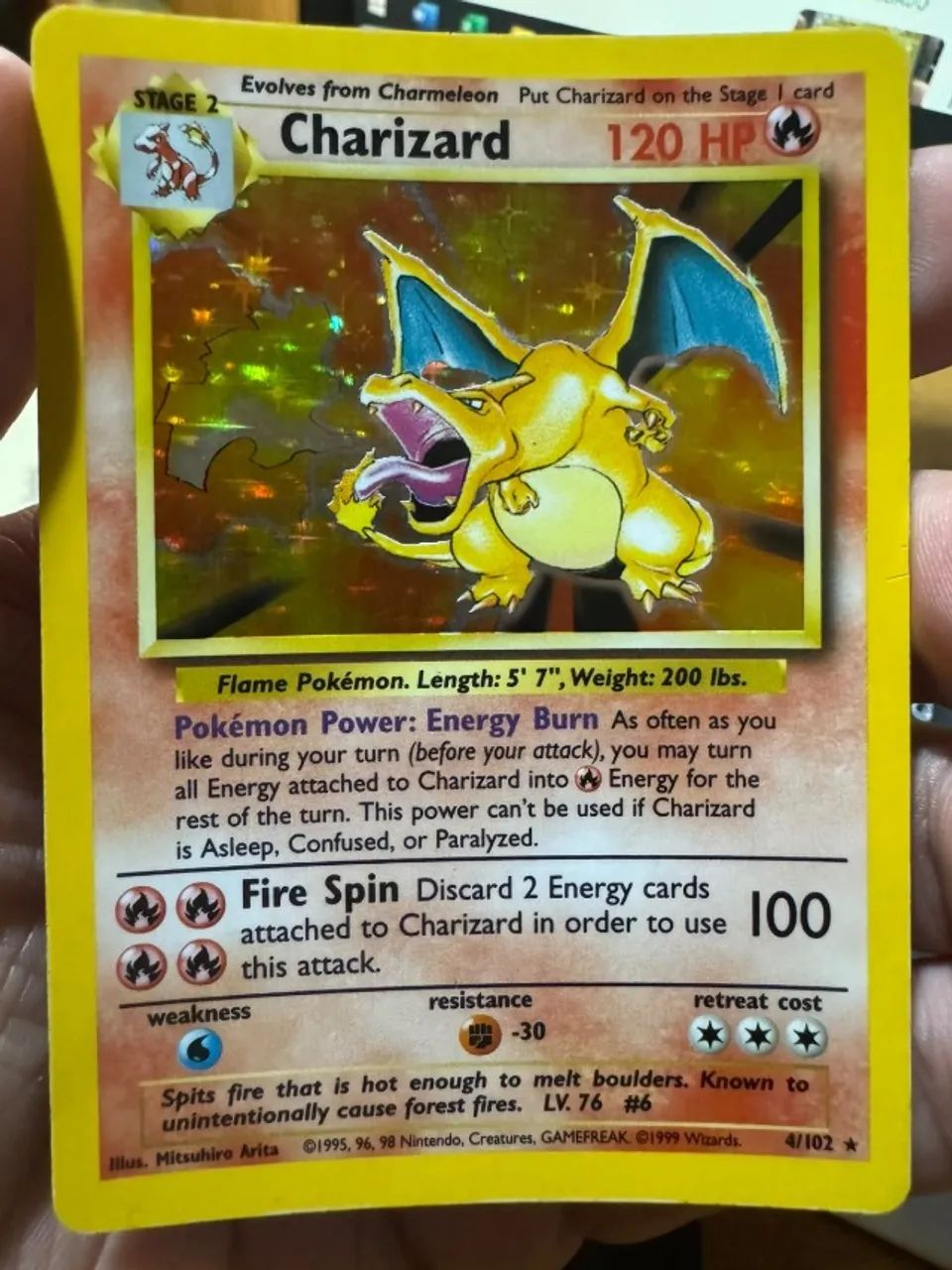 Cards Pokemon Charizard 4/102 Base set 1999 ESTADO SP+