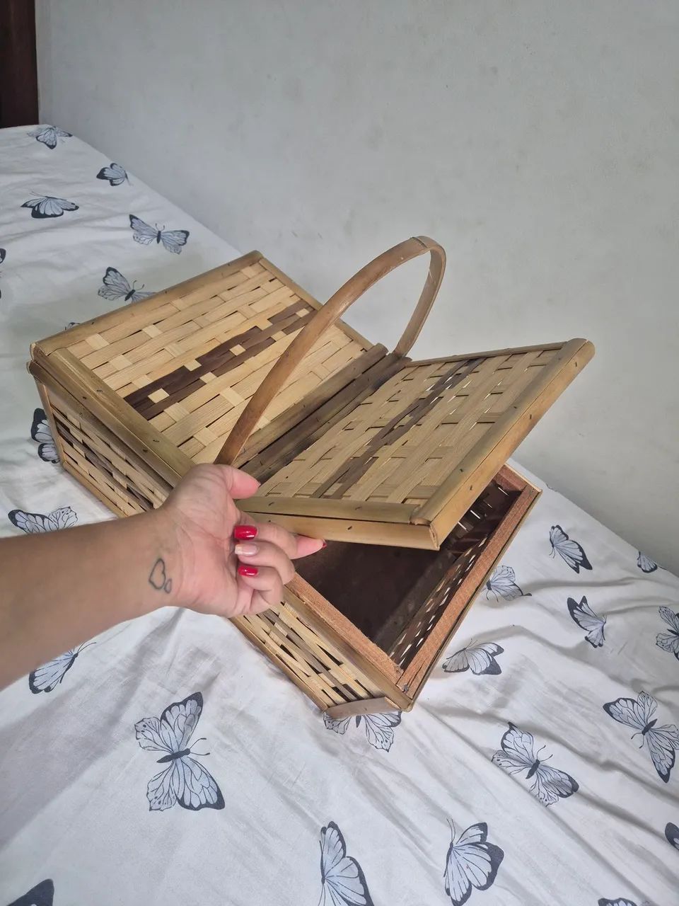 Cesta de piquenique em Bambu  - Foto 3