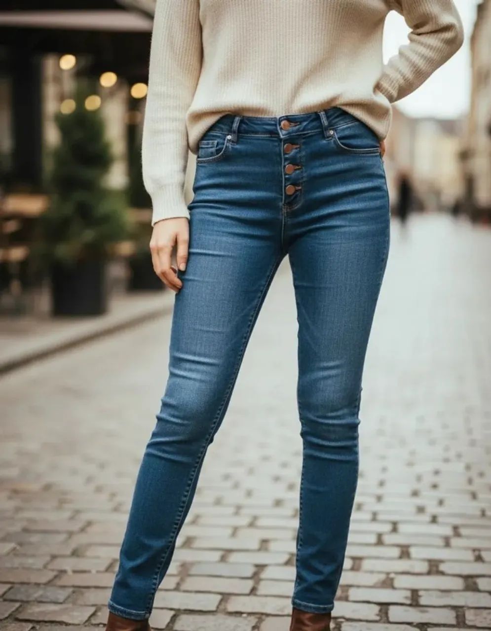 calça jeans feminina com botões - Foto 2