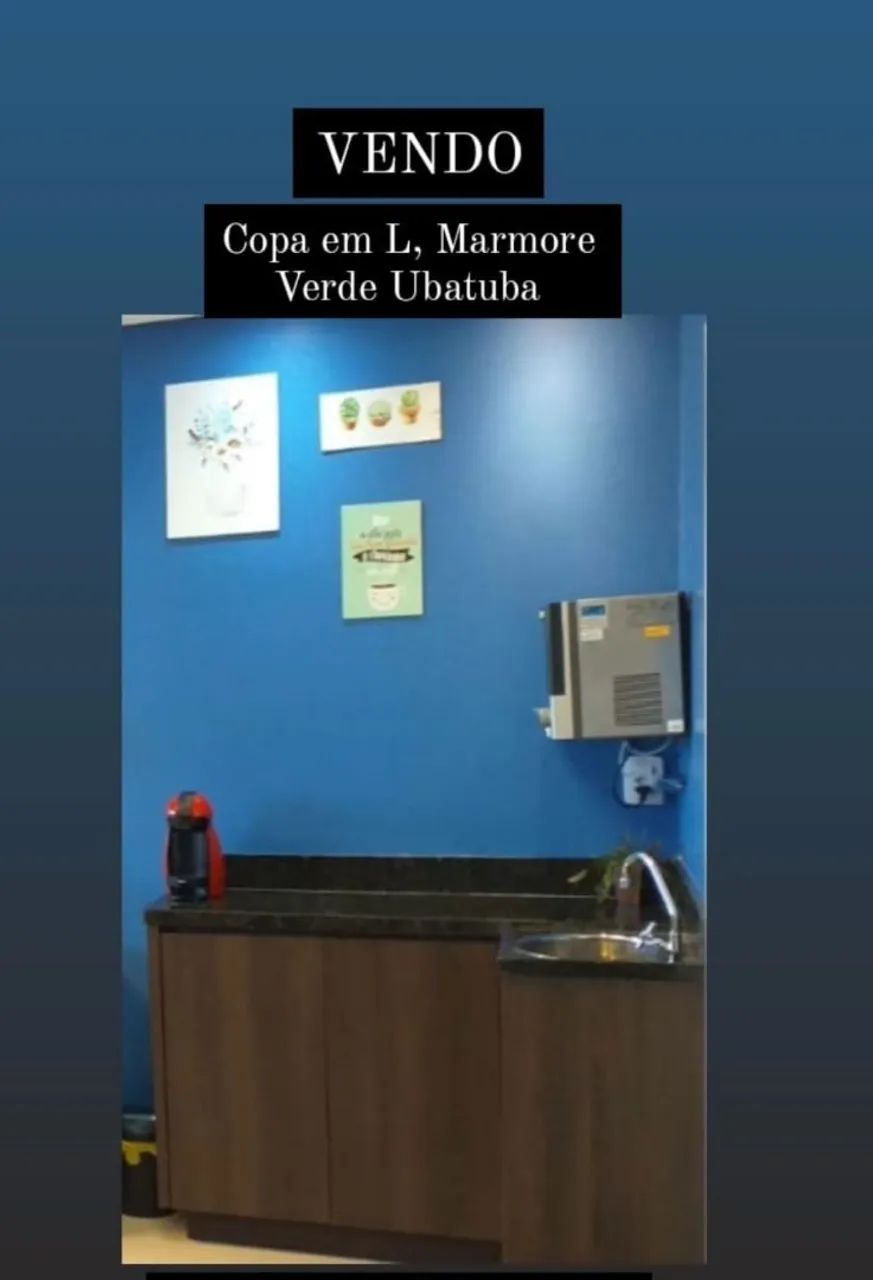 Copa em l com mesa de mármore 