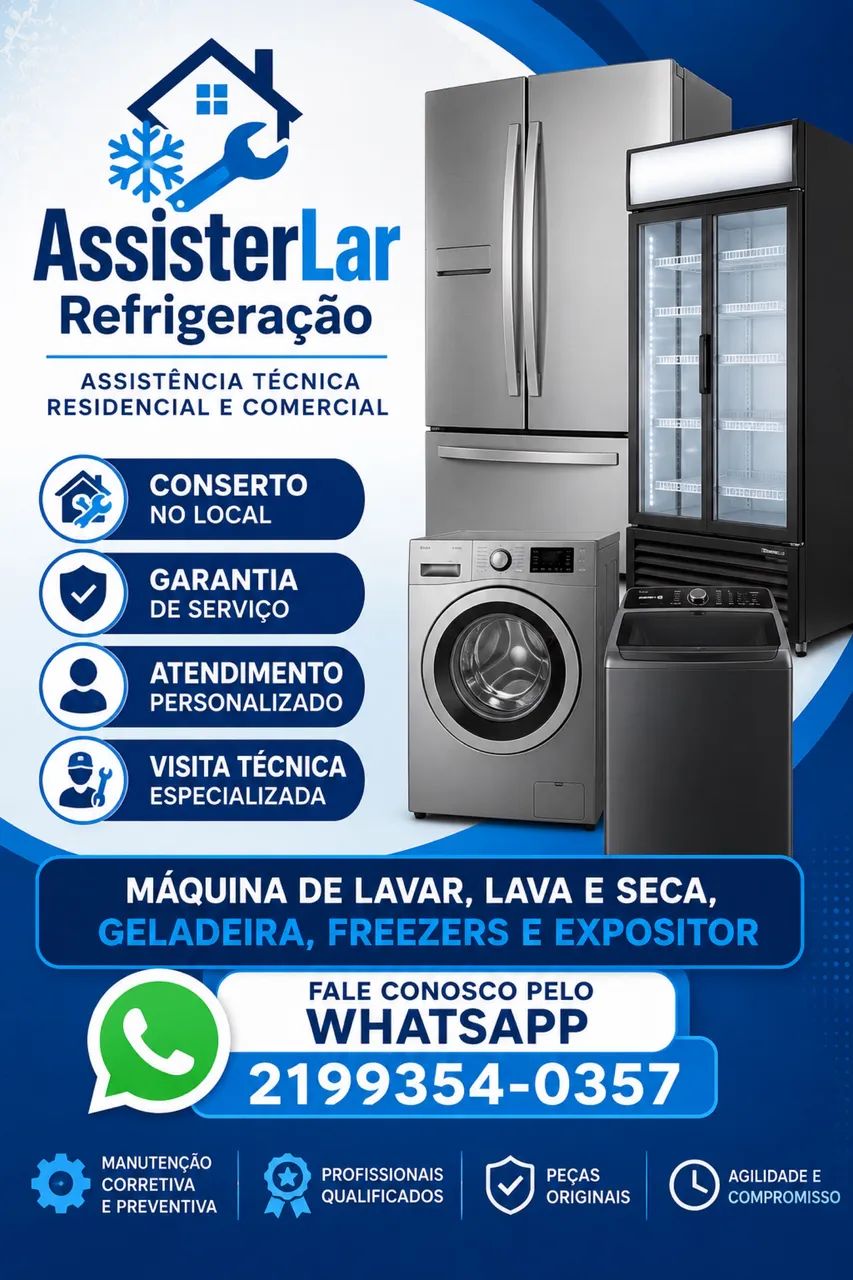 Conserto de geladeira, conserto de lava e seca  