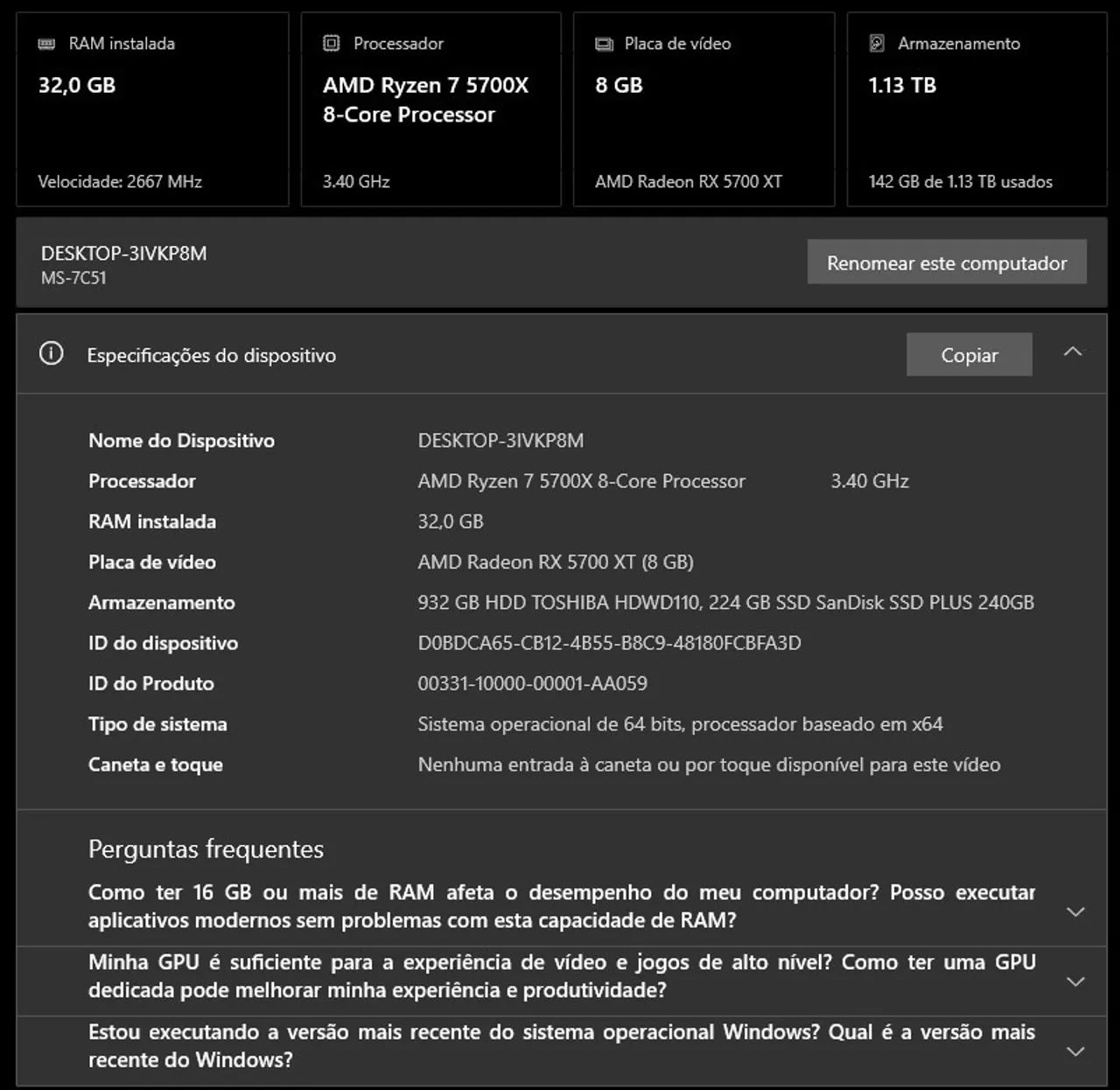 PC GAMER RYZEN 7 5700X + Placa de vídeo RX5700X - Foto 4
