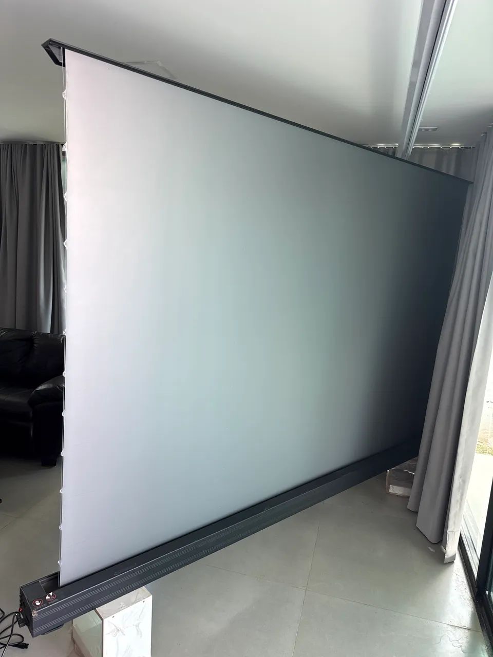 Tela elétrica de chão wupro, 120 polegadas tecido de cristal preto para projetor  - Foto 6