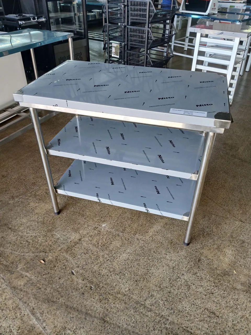 Mesa Inox 100x60 com 2 Paneleiros Reforçada  - Foto 2