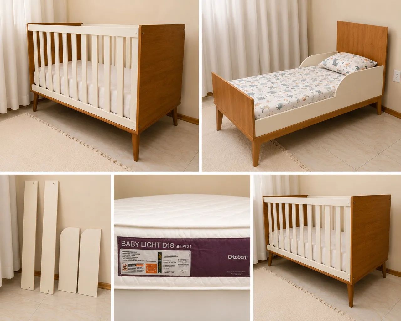 Berço que vira mini cama - Matic + Colchão Ortobom 