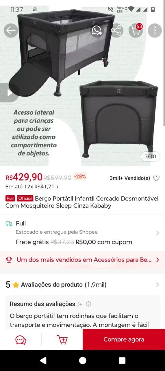 Estou vendendo esse chiqueirinho de criança está novo nunca usado 