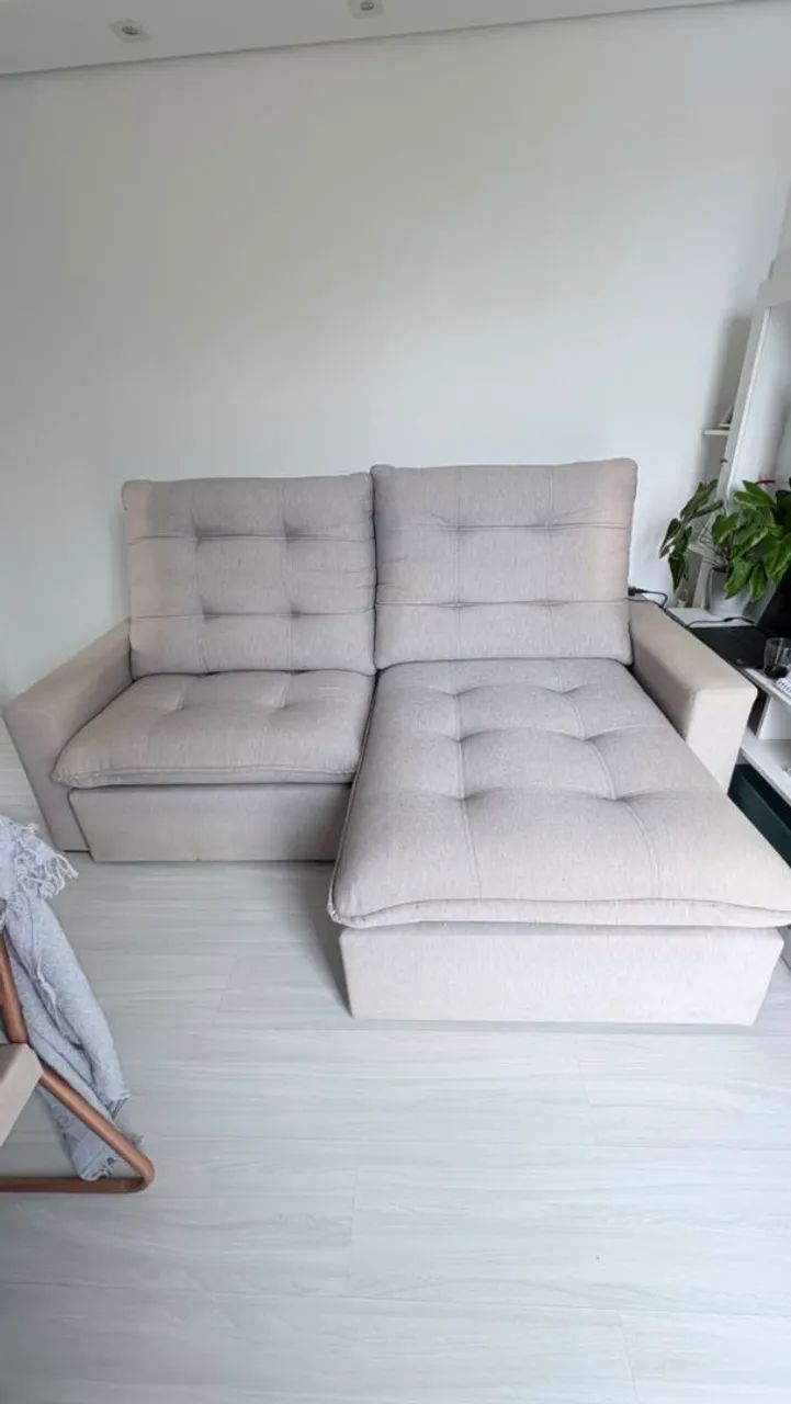 Sofa retrátil e reclinável em linho 2.10x1.77 (Usado)