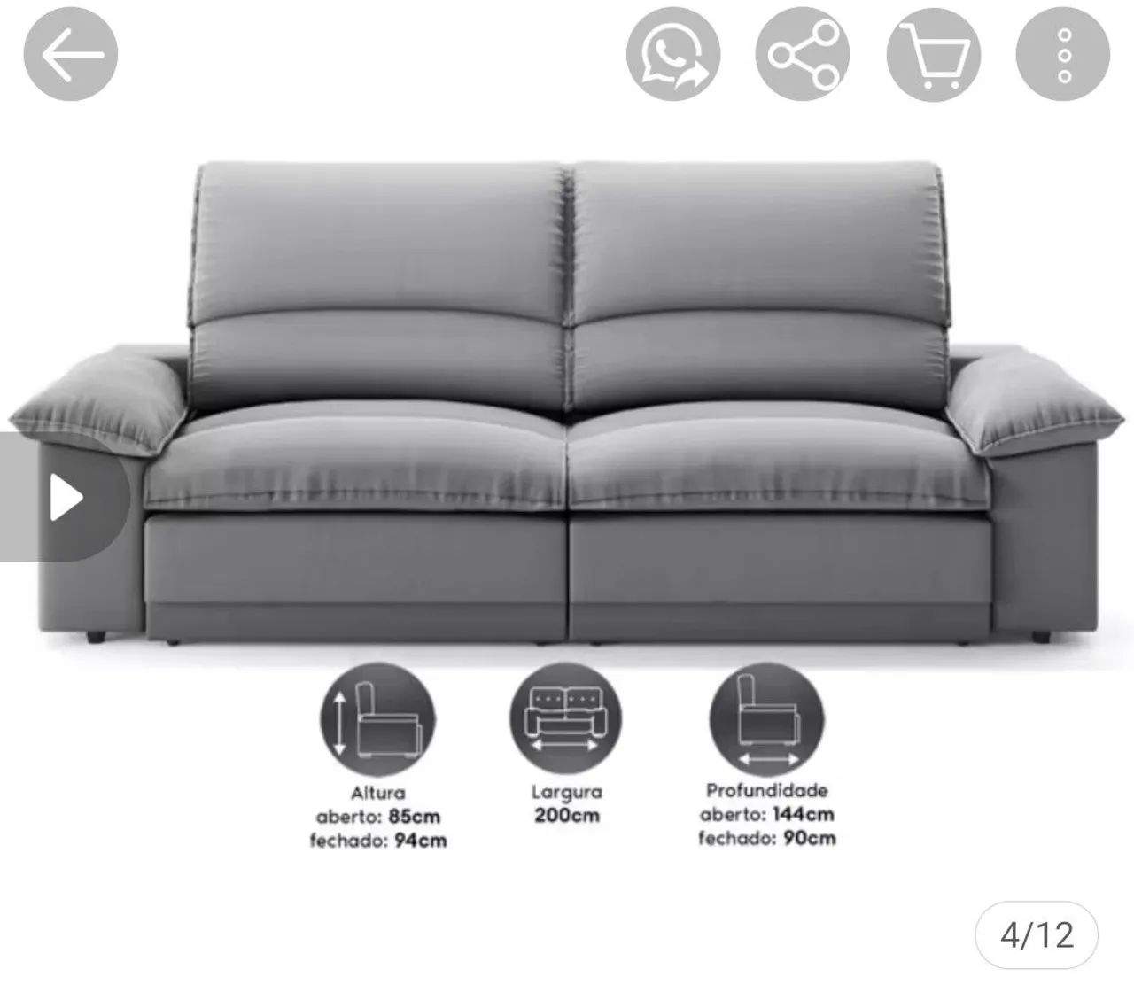 Black Retractable and Reclining Sofa, 2.00 m418478311206430725