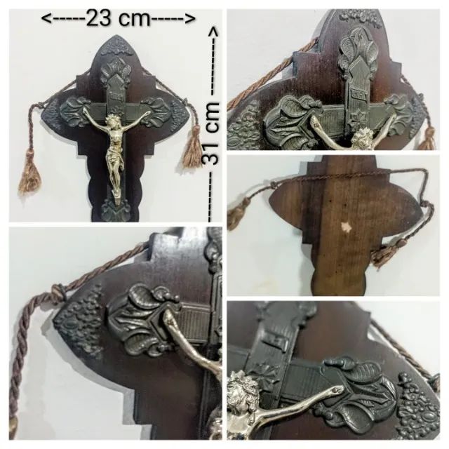 Crucifixo de parede arte sacra medindo 31x23 cm. Base em madeira maciça - Foto 2