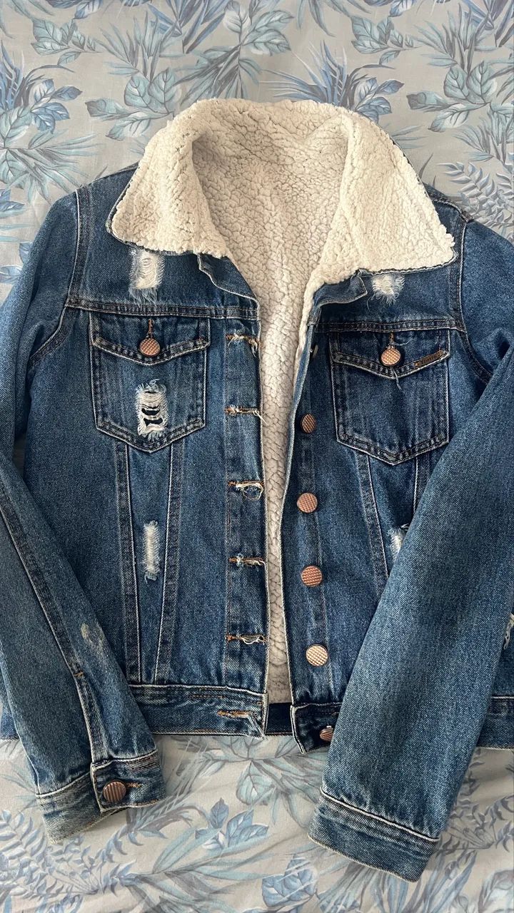 Jaqueta jeans peluciada 