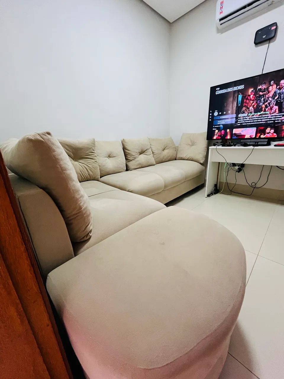 Sofá Modular em L, marfim, 2,60 M, em excelente estado de conservação  - Foto 5