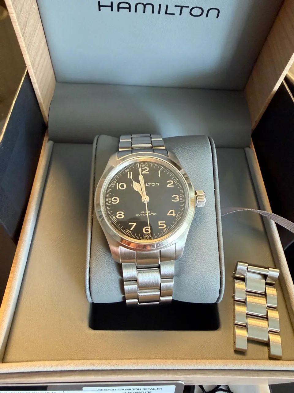 Hamilton Khaki Field Murph 38 mm - Automático - H-10 - Pulseira de Aço + Couro - FULL SET - Foto 5