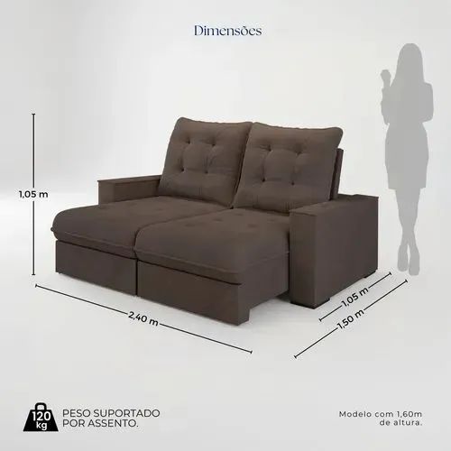 Sofá Veludo Retrátil para Sala: Promoção  - Foto 4