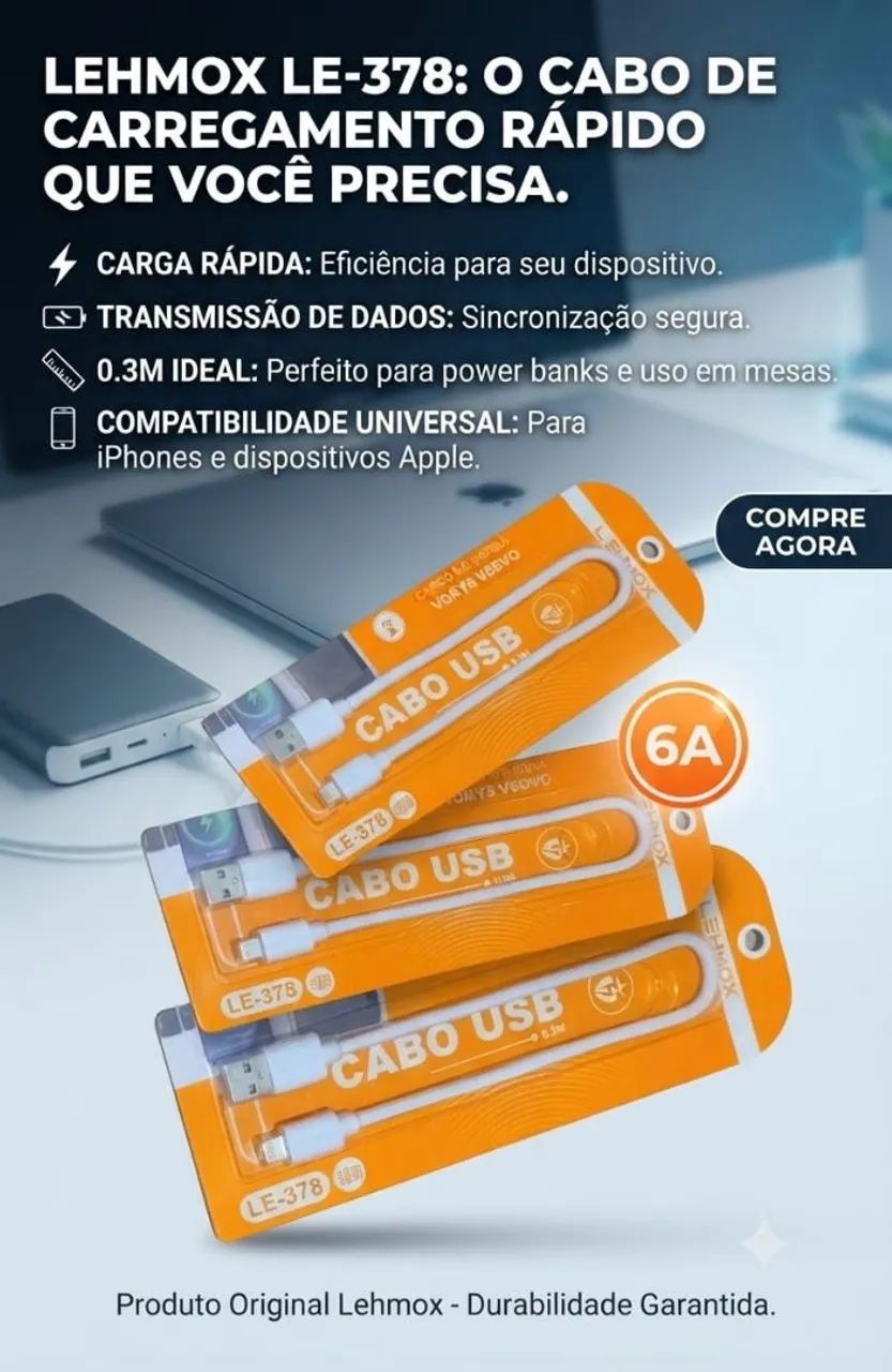 Chegou o cabo Lehmox 6A de 0.3m: compacto, super potente e resistente. - Foto 2